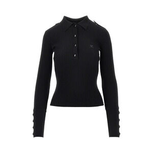 Courreges Ribbed Knit Polo Shirt